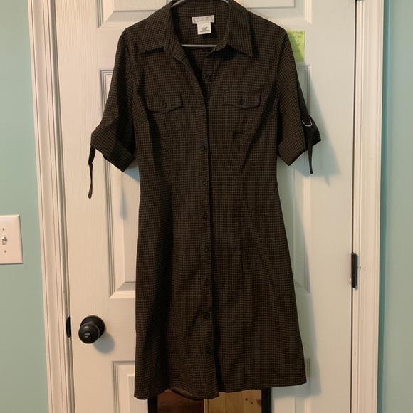 Vintage Brown gingham print short sleeved dress - Picture 4 of 5